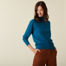Pull col roulé en cachemire - Abesse 7443 paon - 06 Bleu moyen