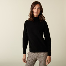 Pull col roulé en cachemire - Abesse 7410 noir - 01 Noir
