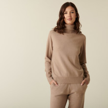 Pull col roulé en cachemire - Abesse 7404 sable - 13 Beige moyen
