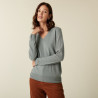 Pull col V en cachemire - Abel 7452 amande - 94 Vert amande
