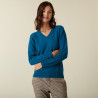 Pull col V en cachemire - Abel 7443 paon - 06 Bleu moyen
