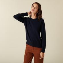 Pull col rond en cachemire - Abeline 7440 marine - 05 Bleu marine