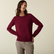 Pull col rond en cachemire - Abeline 7482 griotte - 51 Bordeaux