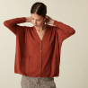 Cardigan boutonné à poches en laine mérinos - Ava 7461 cognac - 92 Rouille
