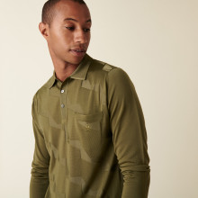 Long-sleeved polo shirt in Fil Lumière with geometric patterns - Danneli