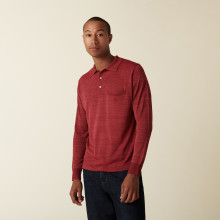 Long-sleeved polo shirt in Fil Lumière mottled color - Renardos