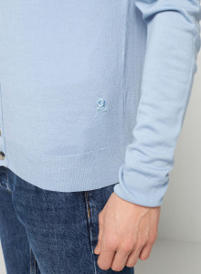 Gilet boutonné avec logo en laine mérinos - Etienne 7642 horizon - 04 Bleu clair