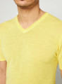 T-shirt col V en lin flammé - Reuben 7660 citron - 08 Jaune