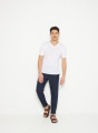 T-shirt col V en lin flammé - Reuben 7601 ecru - 02 Blanc
