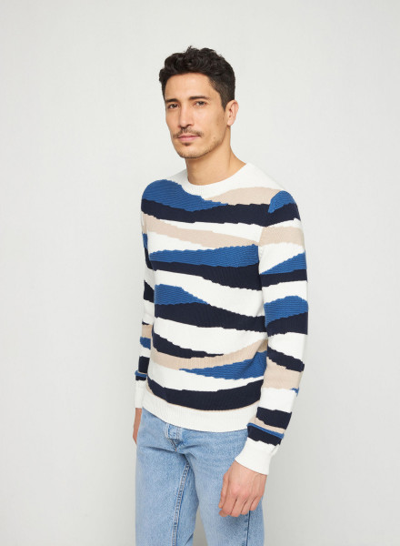 Sweater with colored stripes in cotton - Recife