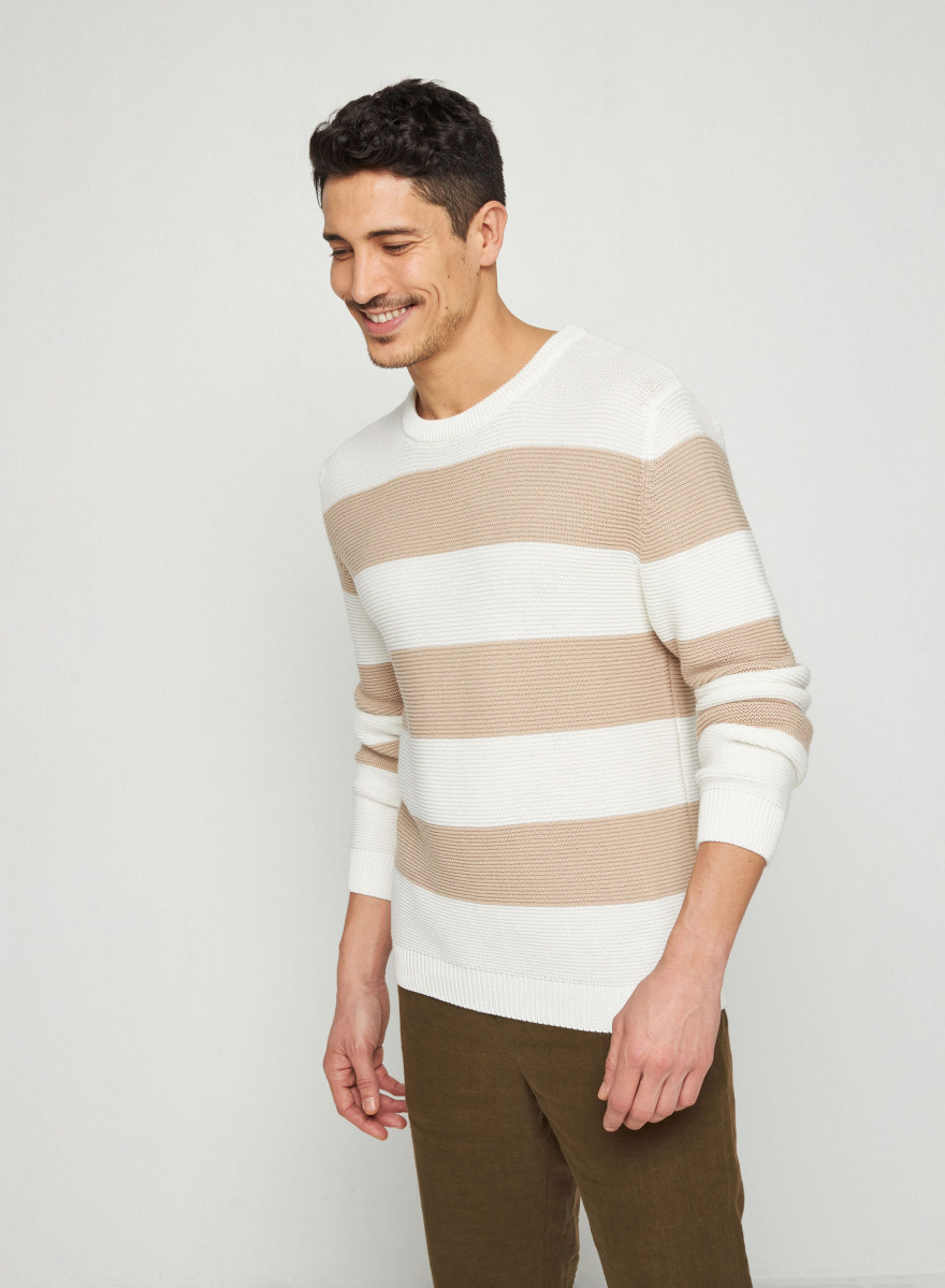 Pull grosses rayures en coton - Rivage