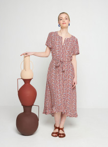 Long patterned dress in viscose warp and weft - Sefiane