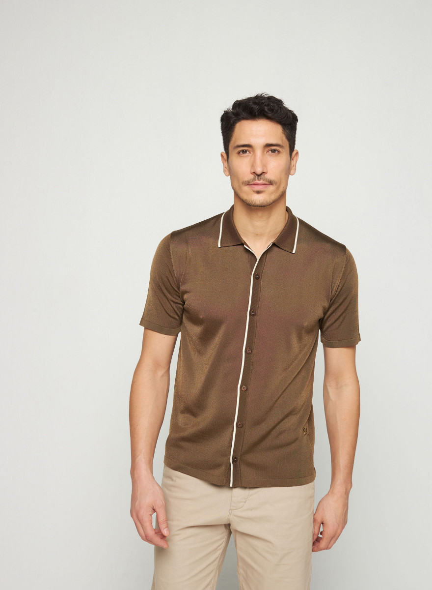 Short-sleeved shirt in fil lumière - Roman