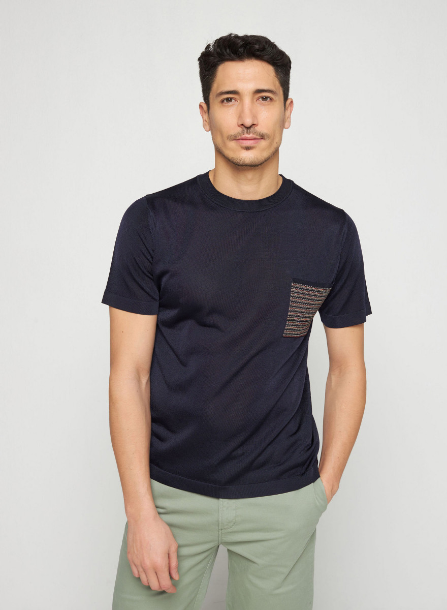 T-shirt poche plaquée fil lumière - Rome 7755 marine - 05 Bleu marine