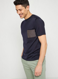 T-shirt poche plaquée fil lumière - Rome 7755 marine - 05 Bleu marine