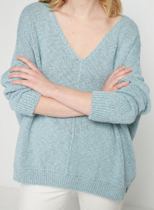 Pull ample coton et lin - Thalie 7644 lagon - 04 Bleu clair