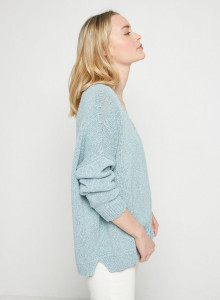 Pull ample coton et lin - Thalie 7644 lagon - 04 Bleu clair