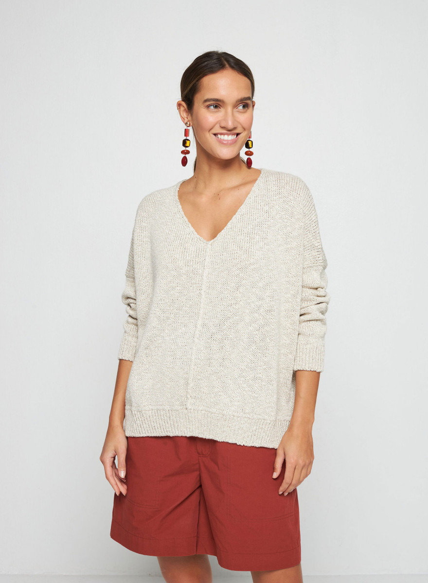 Loose cotton and linen jumper - Nathalie