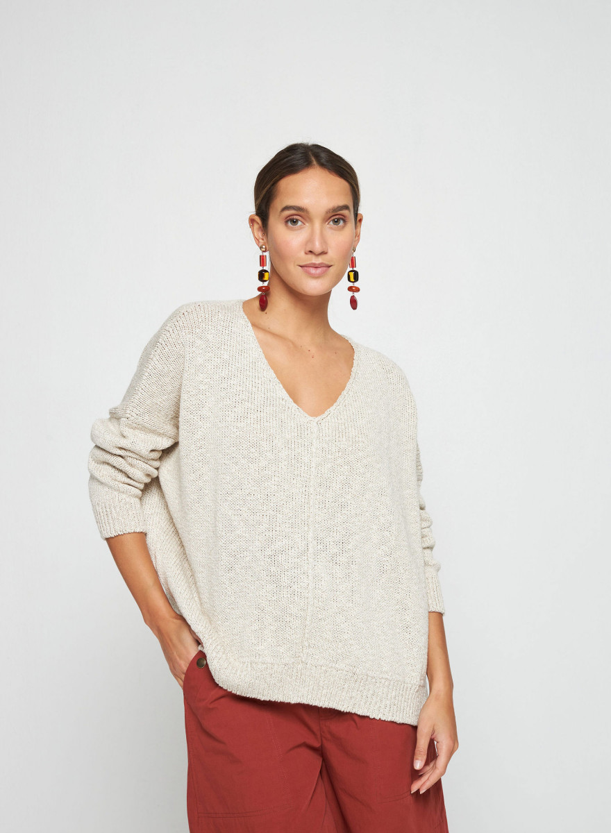 Pull ample coton et lin - Thalie 7601 ecru - 82 Ecru