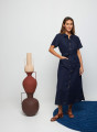 Short-sleeved linen shirt dress -Tori