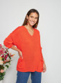Pull oversize col V en corallo - Telma 7680 capucine - 15 Orange