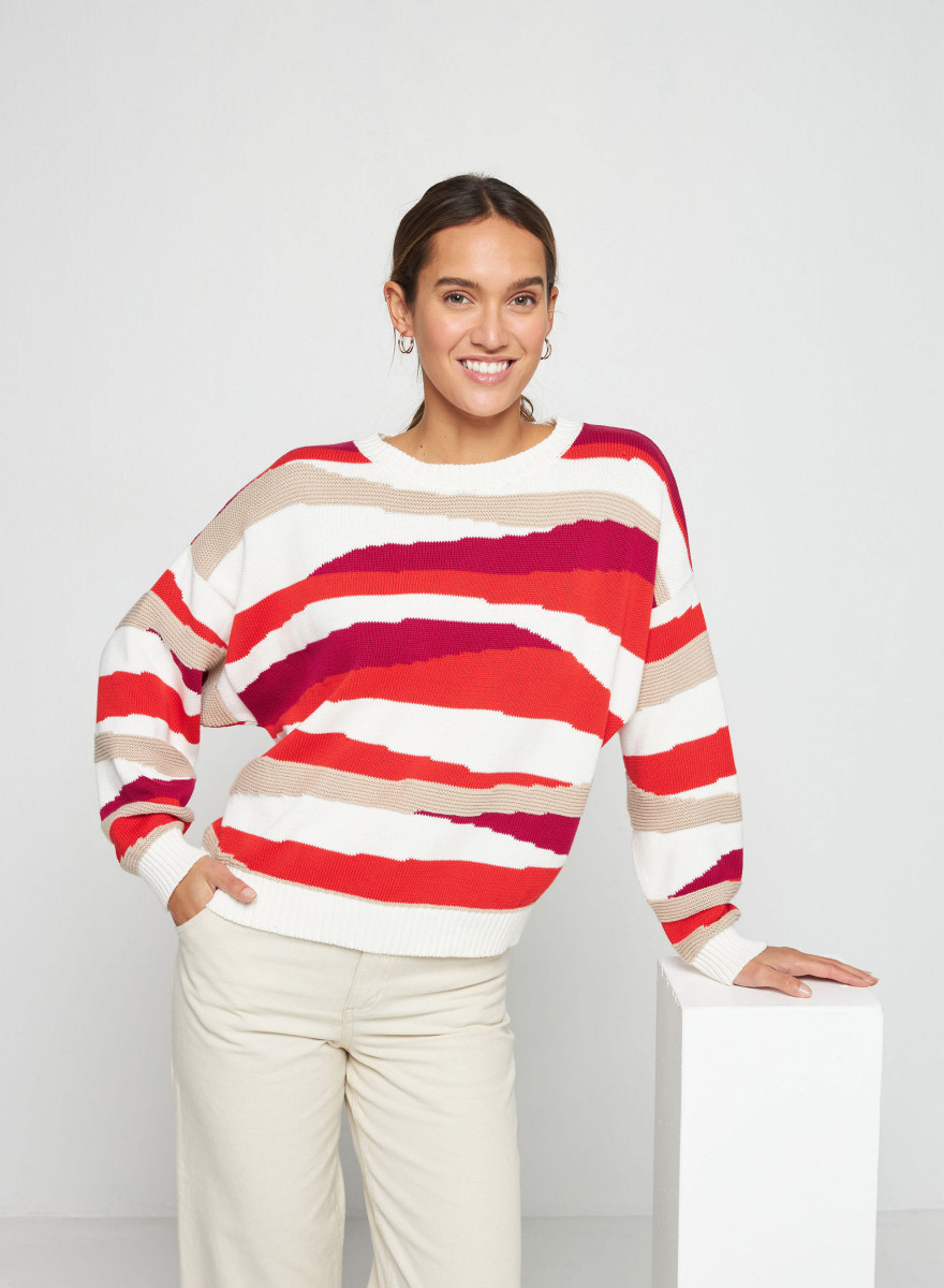  Pullover mit bunten Streifen aus Bio-Baumwolle - Solal