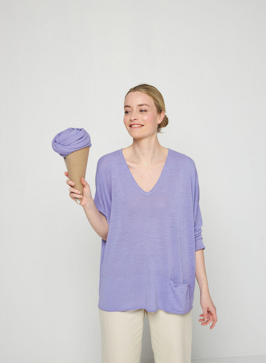 T-shirt ample en lin flammé - Balou 7690 lavande - 16 Violet clair
