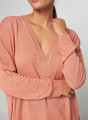 T-shirt oversize col v en lin flammé - Beja 7682 blush - 24 Rose clair