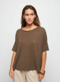 T-shirt ample manches coudes en lin flammé - Taslim 7650 kaki - 83 Kaki