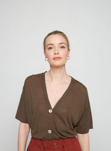 Short sleeves flamed linen cardigan - Tanya
