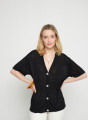 Gilet manches courtes en lin flammé - Tanya 7610 noir - 01 Noir