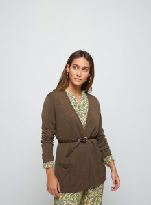 Long vest with pockets in flamed linen - Tabata