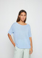 T-shirt boutonné dans le dos en lin flammé - Tally 7642 horizon - 04 Bleu clair