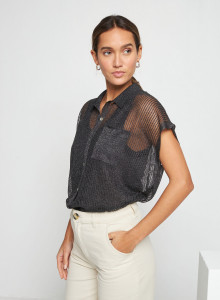 Short-sleeved blouse with iridescent effect - Stacy