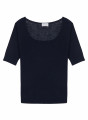 T-shirt maille côtelée en lin flammé - Tahissa 7640 marine - 05 Bleu marine