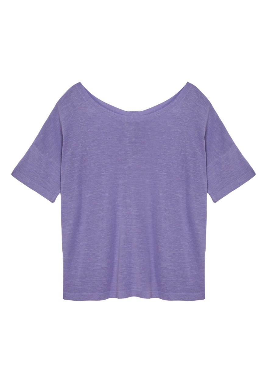 T-shirt boutonné dans le dos en lin flammé - Tally 7690 lavande - 16 Violet clair