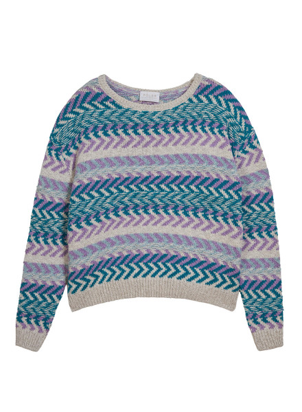 Multicolored cotton and linen jumper - Thadji