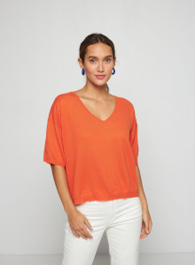 T-shirt à manches coudes en cachemire light - Solange 7670 tangerine - 15 Orange