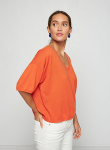 T-shirt à manches coudes en cachemire light - Solange 7670 tangerine - 15 Orange