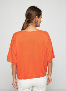 T-shirt à manches coudes en cachemire light - Solange 7670 tangerine - 15 Orange