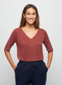 Flamed linen elbow sleeve t-shirt - Bonbon