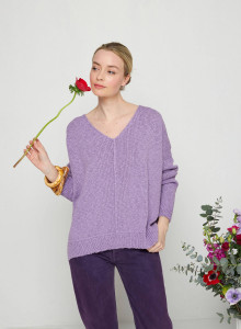 Pull ample coton et lin - Thalie 7690 lavande - 16 Violet clair