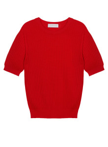T-shirt col rond en coton bio - Sidonie 7680 capucine - 52 Rouge
