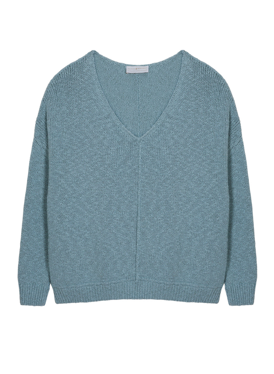 Pull ample coton et lin - Thalie 7644 lagon - 04 Bleu clair