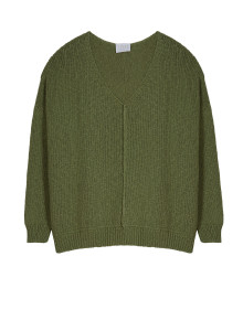 Pull ample coton et lin - Thalie  7652 olive - 22 Vert moyen