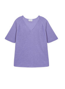 T-shirt manches coudes en lin flammé - Bonbon 7690 lavande - 16 Violet clair