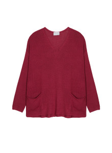 Pull oversize col V en corallo - Telma 7681 pivoine - 51 Bordeaux