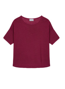 T-shirt ample manches coudes en lin flammé - Taslim 7681 pivoine - 26 Rose foncé
