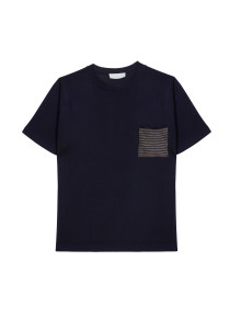 T-shirt poche plaquée fil lumière - Rome 7755 marine - 05 Bleu marine