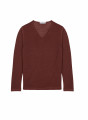  	T-shirt col tunisien en lin flammé - Blayne 7630 argile - 51 Bordeaux